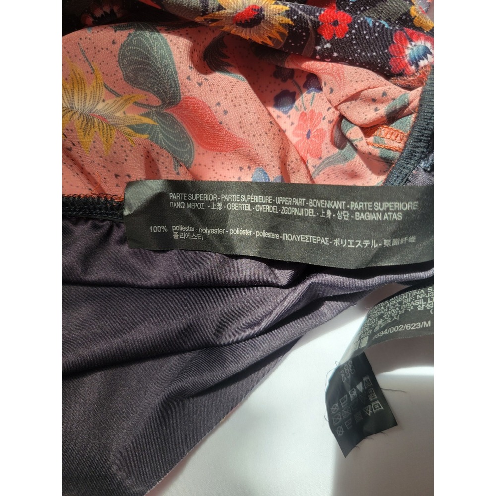 Zara Colorful Floral Ruffle Chiffon Romantic Short Sleeve Bodysuit Sz M - Picture 9 of 15